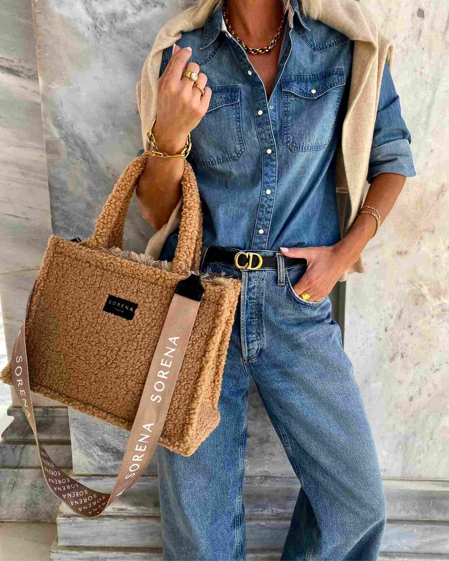 Sorena Teddy Honey Medium Bag