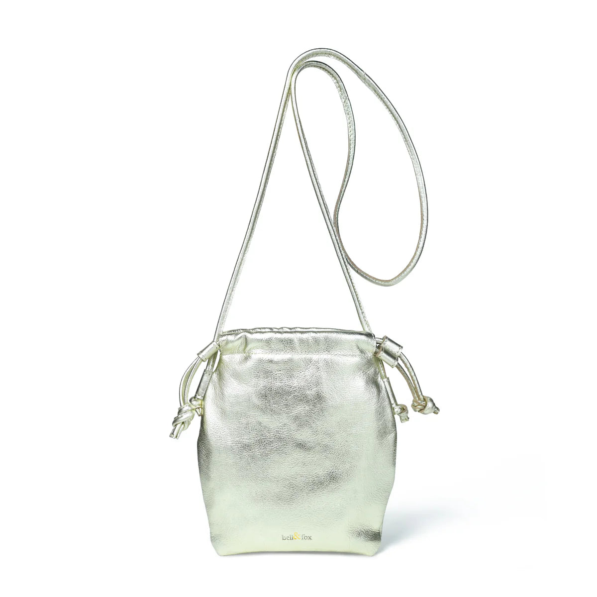 Bell & Fox Willow Drawstring Bag In Pale Gold Metallic Leather