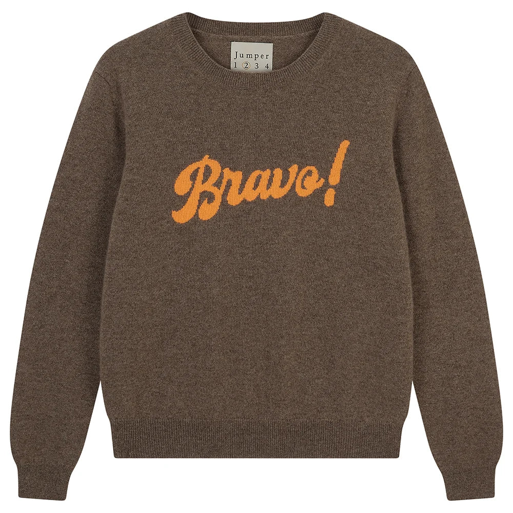 Jumper 1234 Cashmere Bravo Crew in Moose and Orange