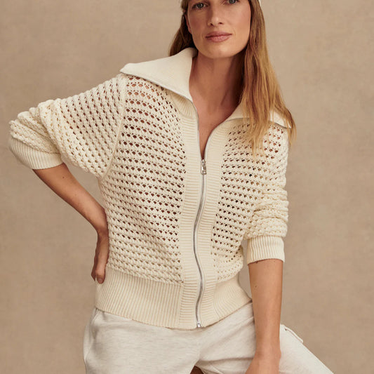 Varley Eloise Zip Knit Egret