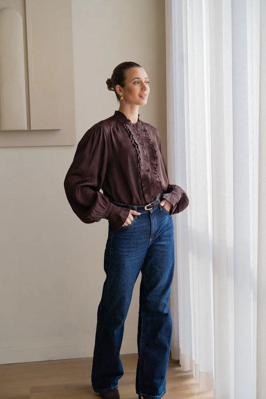 BRDR Rue Blouse Dark Chocolate