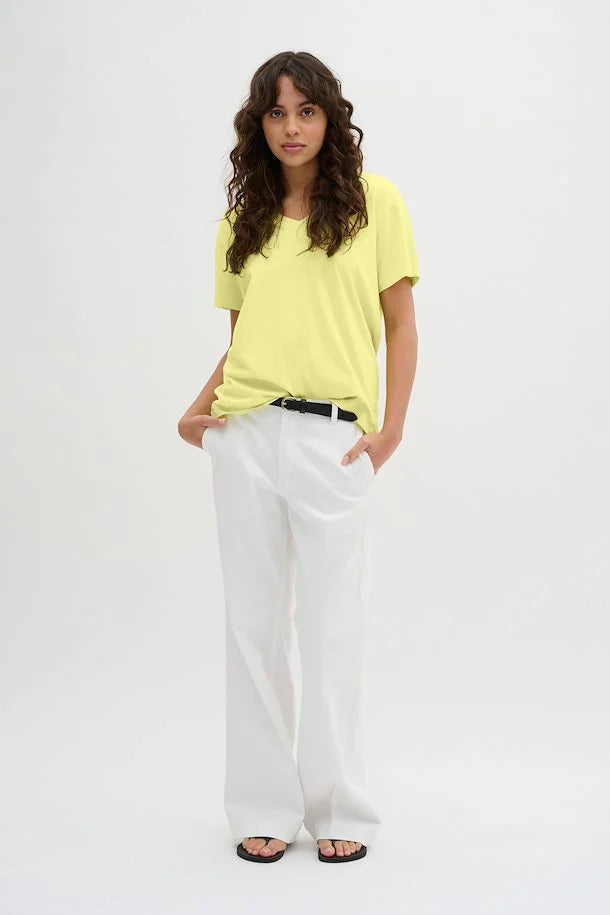 My Essential Wardrobe Hanne V Neck T Shirt - Lime Sherbet