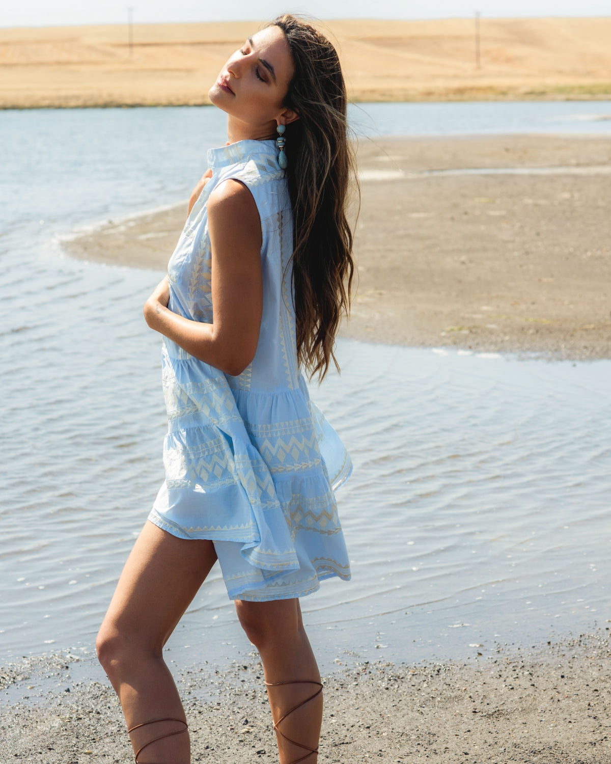 Aether Concept Short Sleeveless Dress Blue