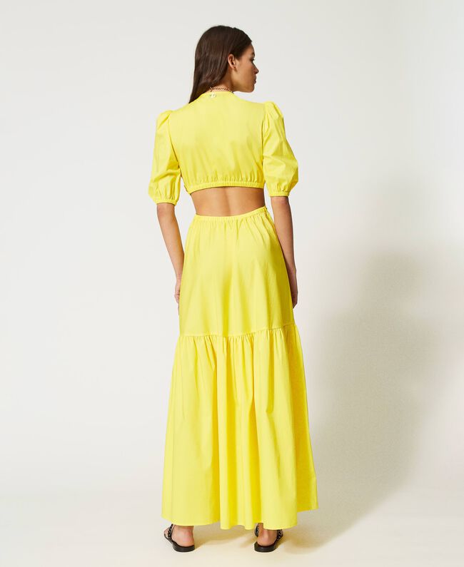 Twinset Long Poplin Cut Out Dress - sun yellow
