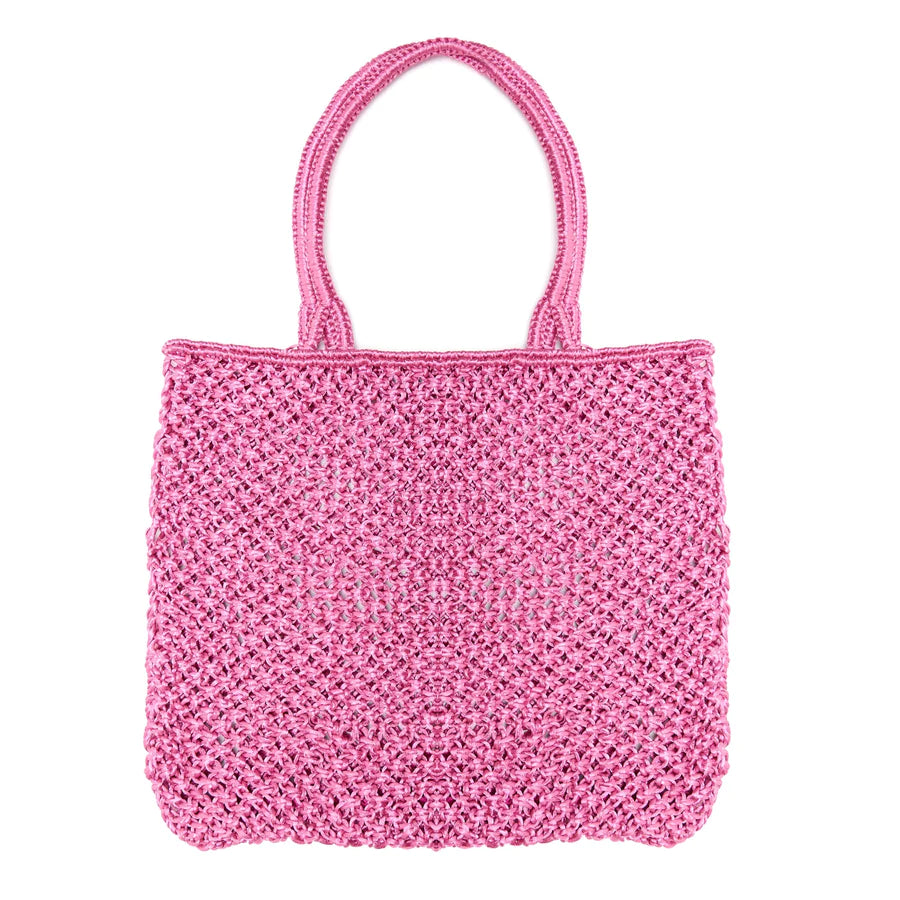 MARA Hand Woven Macrame Bag - Pink