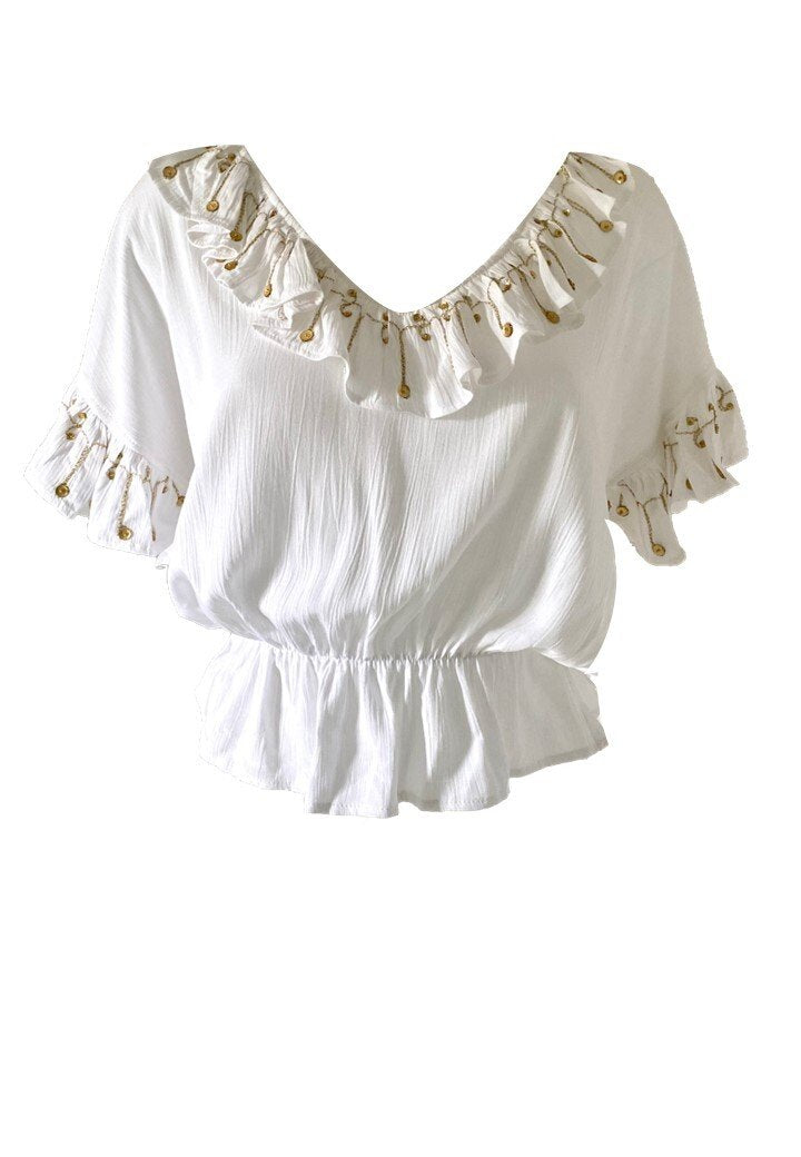 Lindsey Brown Sydney Top - White and Gold