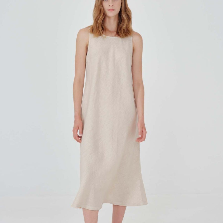 Haris Cotton Midi Dress - -Beach Sand