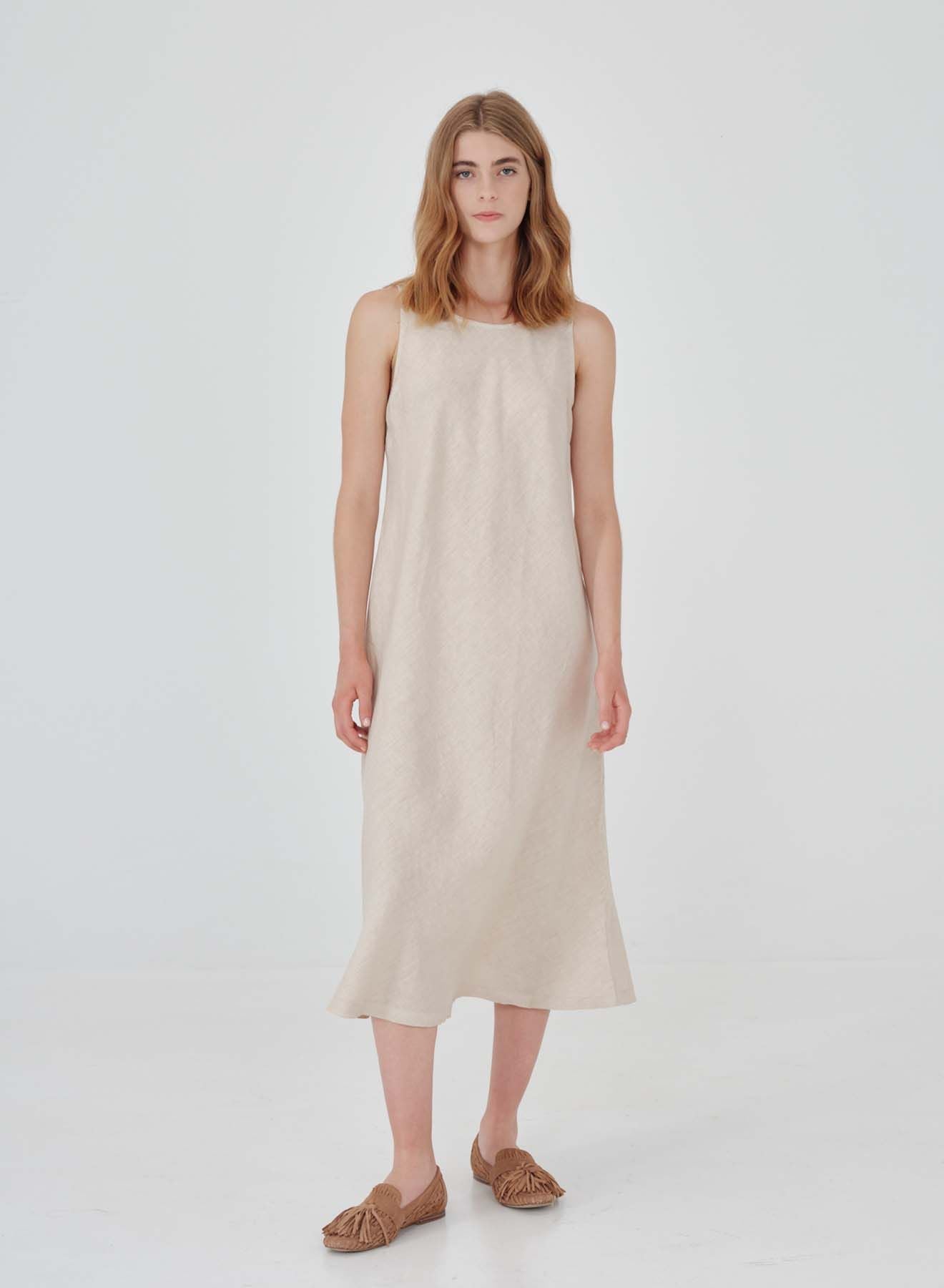 Haris Cotton Midi Dress - -Beach Sand